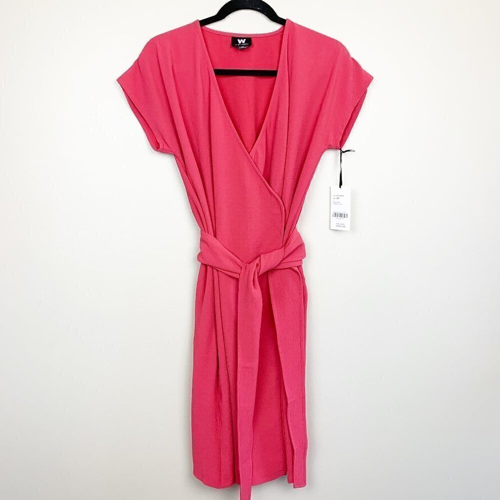 W by Worth Rose Crinkle Crepe Wrap Tea Length Work